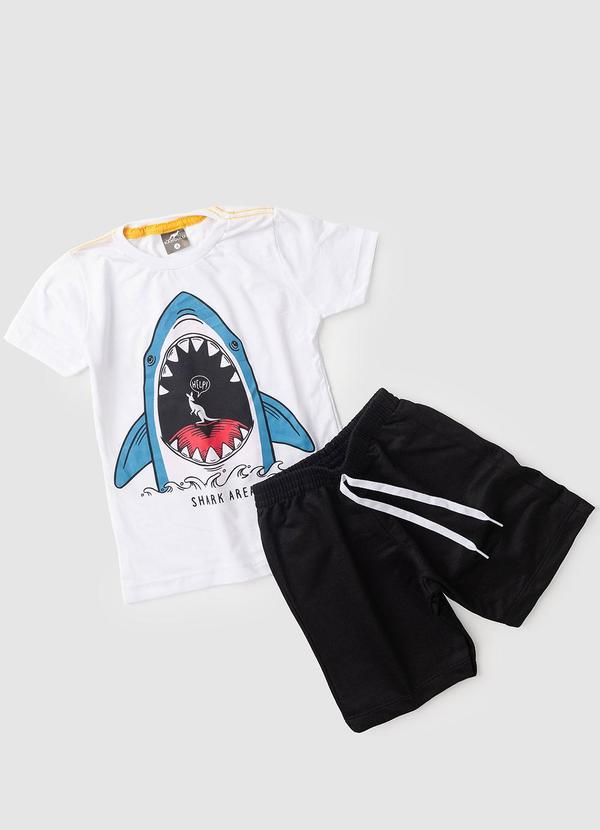Rosa Azul - Conjunto Inf. Menino Shark Area Kangulu Branco