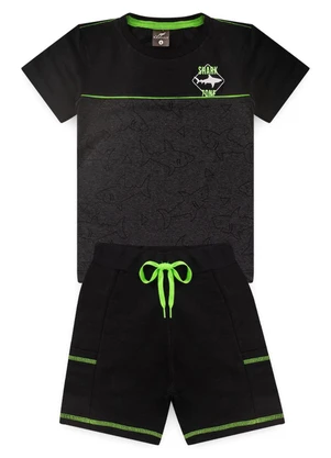 Rosa Azul - Conjunto Inf. Menino Shark Zone Kangulu Preto - ROSA AZUL