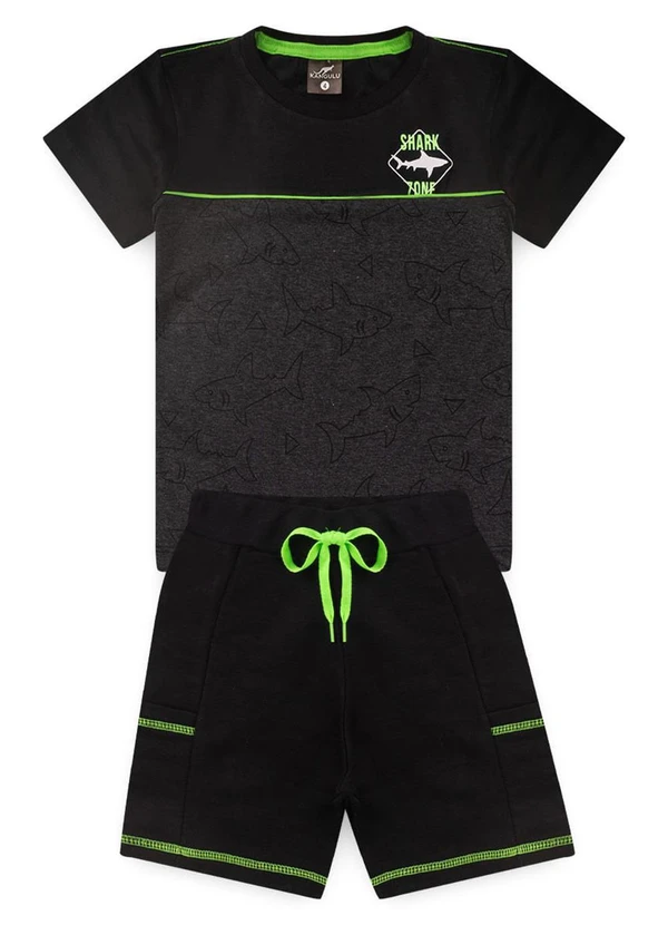 Rosa Azul - Conjunto Inf. Menino Shark Zone Kangulu Preto