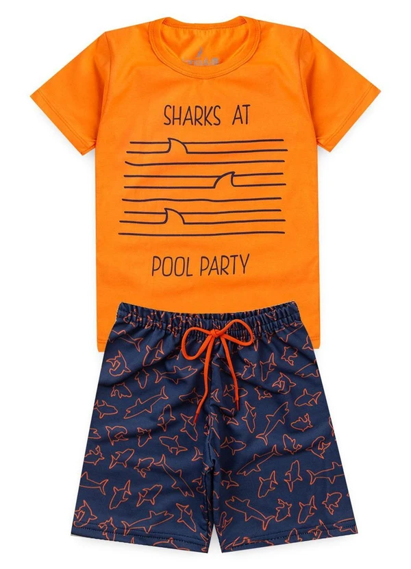 Rosa Azul - Conjunto Inf. Menino Sharks At Kangulu Laranja 1