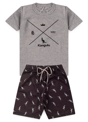 Rosa Azul - Conjunto Inf. Menino Símbolos Kangulu Mescla - ROSA AZUL