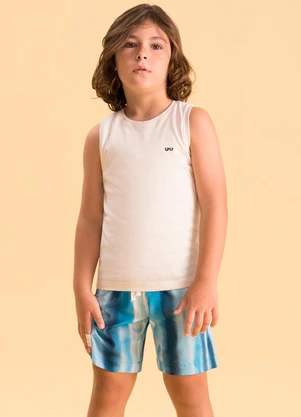 Bugbee - Conjunto Infantil Algodão Bermuda Branco - BUGBEE