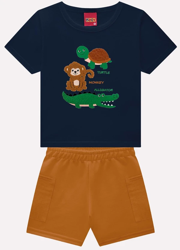 Kyly - Conjunto Infantil Animaizinhos Azul Marinho