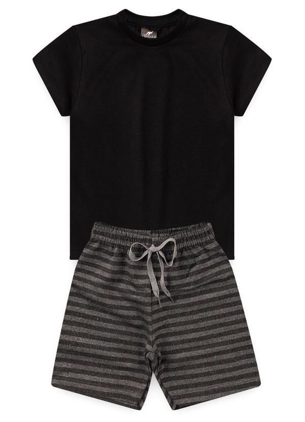 Rosa Azul - Conjunto Infantil Básico Kangulu Preto