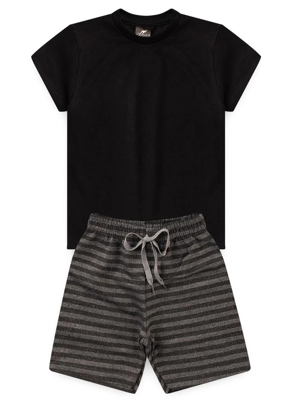 Rosa Azul - Conjunto Infantil Básico Kangulu Preto