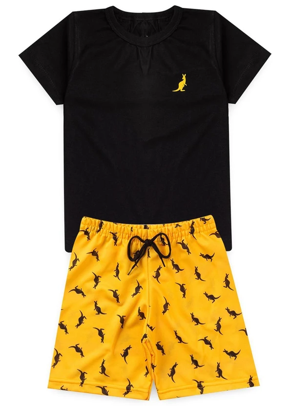 Rosa Azul - Conjunto Infantil Básico Kangulu Preto