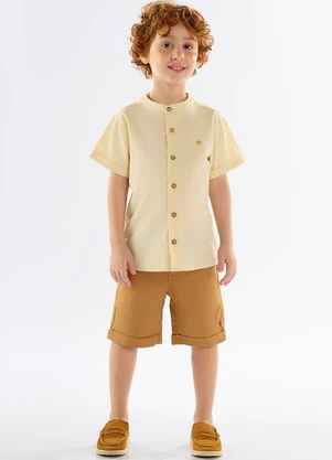 Up Baby - Conjunto Infantil Bata e Bermuda Amarelo - UP BABY