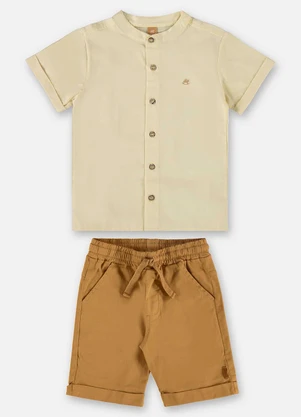 Up Baby - Conjunto Infantil Bata e Bermuda Amarelo - UP BABY