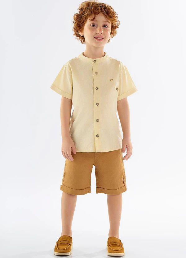 Up Baby - Conjunto Infantil Bata e Bermuda Amarelo