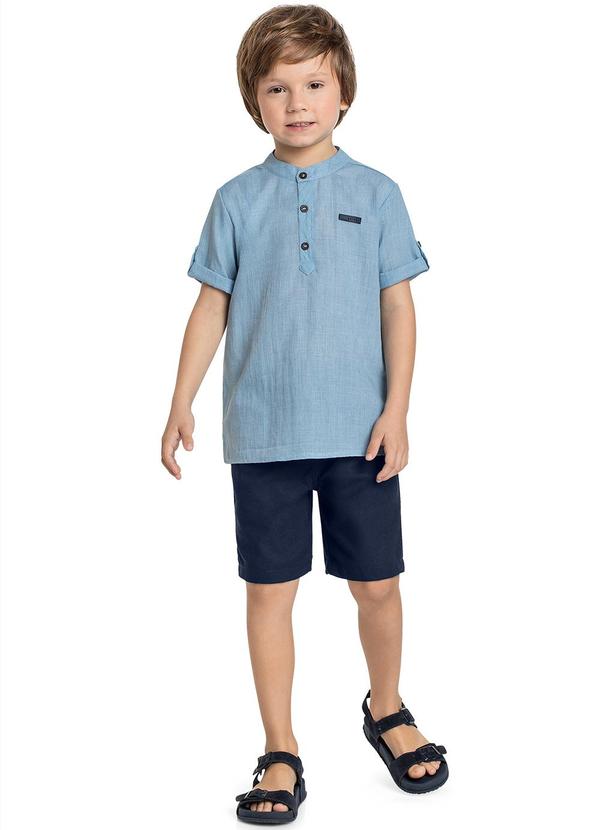 Quimby Conjunto Infantil Bata e Bermuda Azul