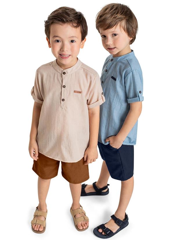 Quimby - Conjunto Infantil Bata e Bermuda Azul 2