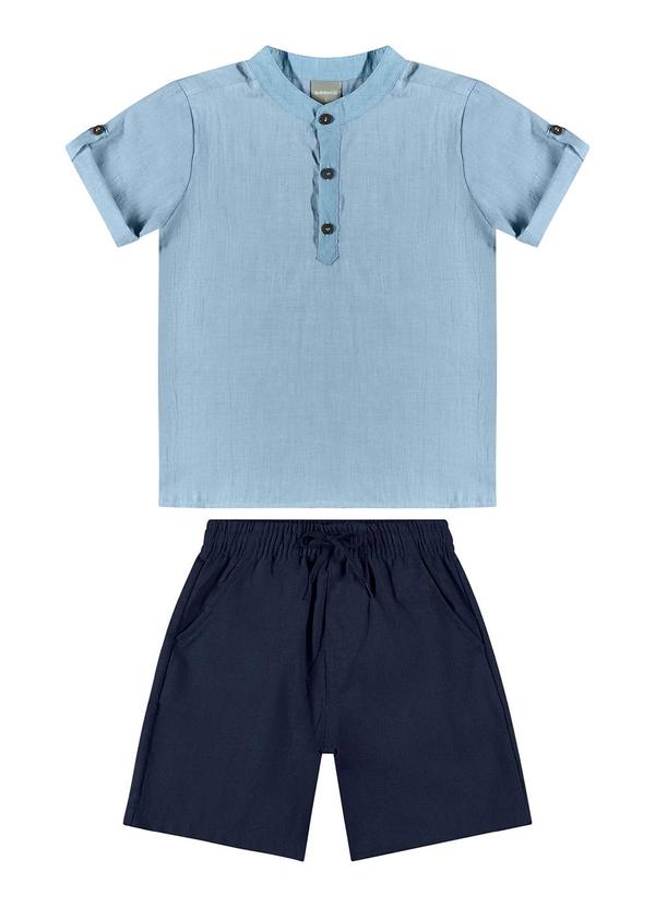 Quimby - Conjunto Infantil Bata e Bermuda Azul 3