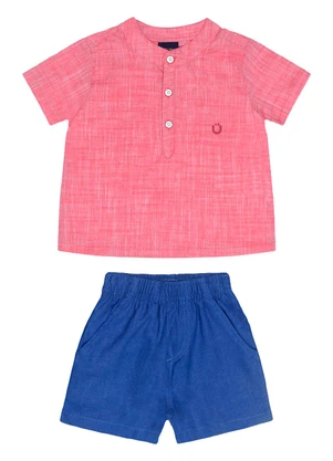 Guloseima - Conjunto Infantil Bata e Bermuda Laranja - GULOSEIMA