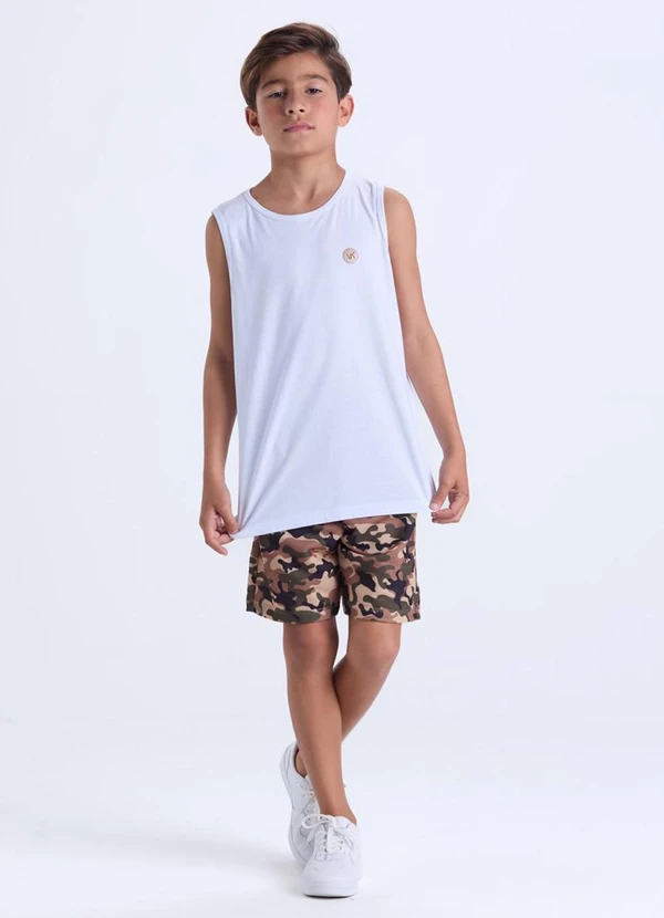 Vida Costeira - Conjunto Infantil Bermuda Camuflada Branco