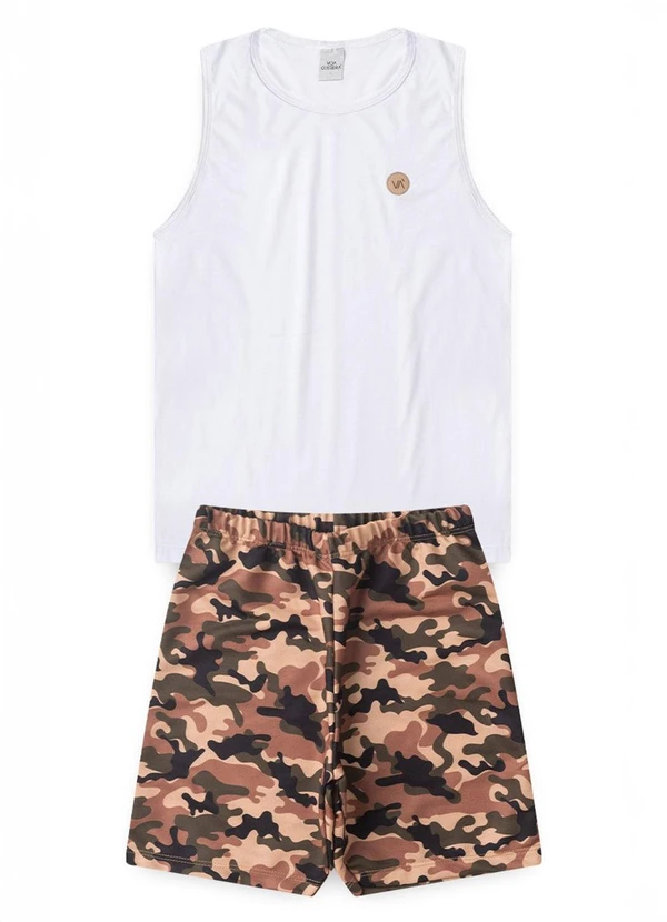 Vida Costeira - Conjunto Infantil Bermuda Camuflada Branco 3