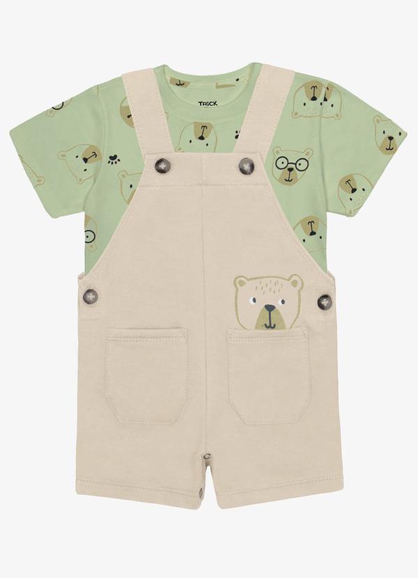 Trick Nick - Conjunto Infantil Blusa com Jardineira Bege