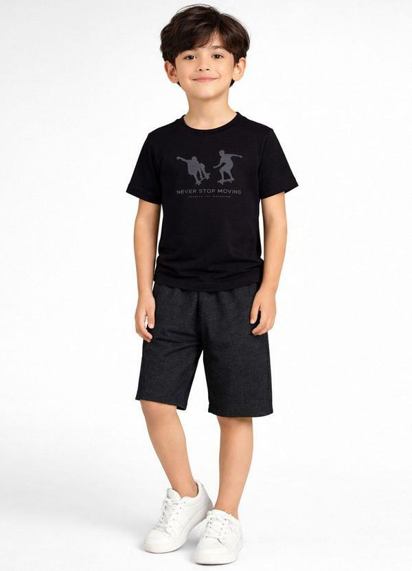 Select - Conjunto Infantil Blusa e Bermuda Preto
