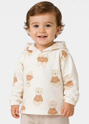 Select - Conjunto Infantil Blusão com Capuz e Calça Bege - SELECT