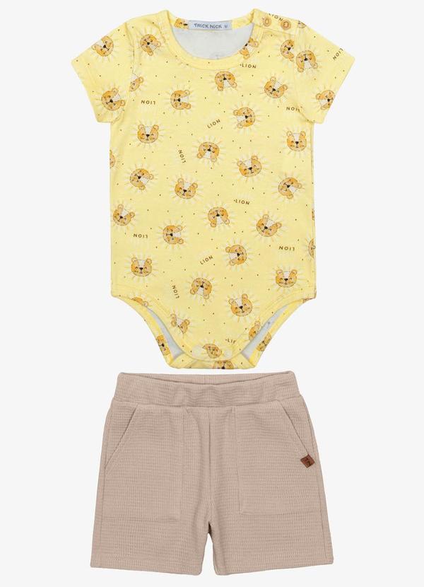 Trick Nick - Conjunto Infantil Body com Bermuda Amarelo