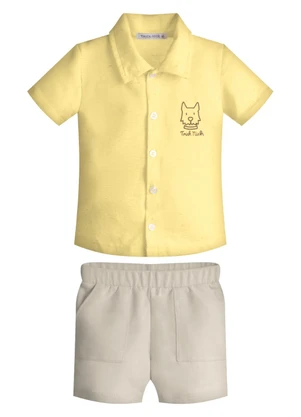 Trick Nick - Conjunto Infantil Camisa com Bermuda Amarelo - TRICK NICK
