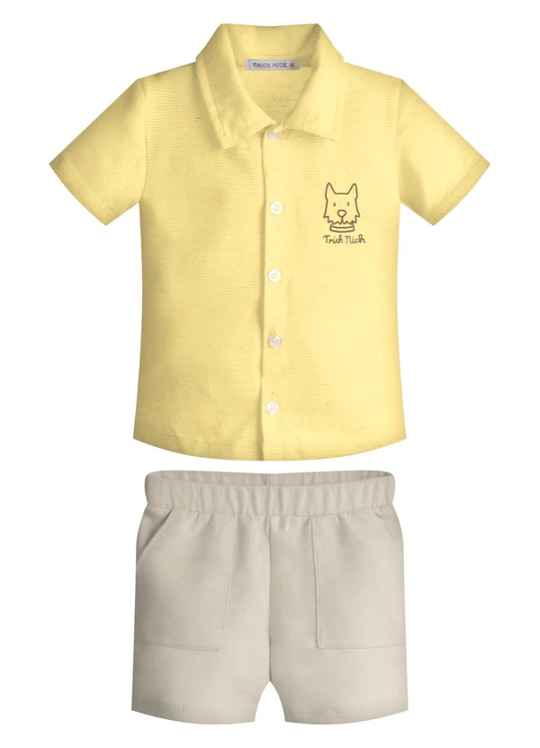 Trick Nick - Conjunto Infantil Camisa com Bermuda Amarelo