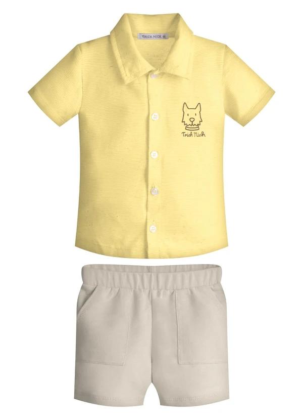 Trick Nick - Conjunto Infantil Camisa com Bermuda Amarelo