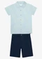 Trick Nick - Conjunto Infantil Camisa com Bermuda Azul - variação: Azul