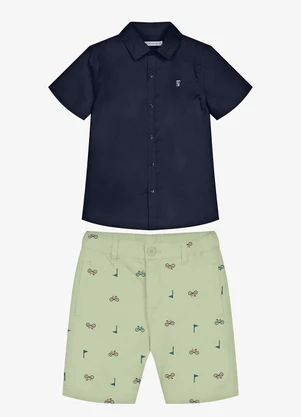 Trick Nick - Conjunto Infantil Camisa com Bermuda Azul - TRICK NICK
