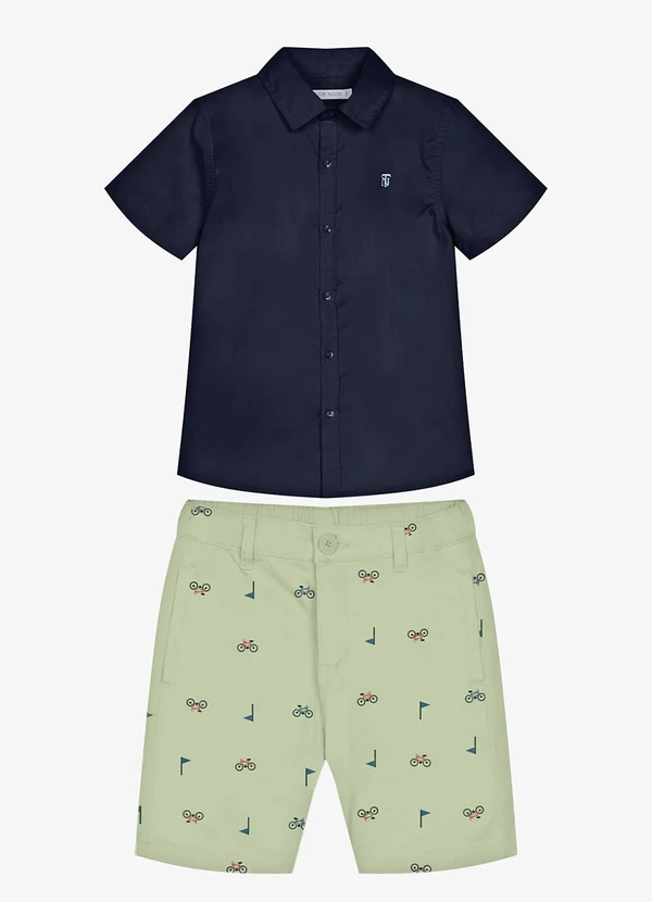 Trick Nick - Conjunto Infantil Camisa com Bermuda Azul