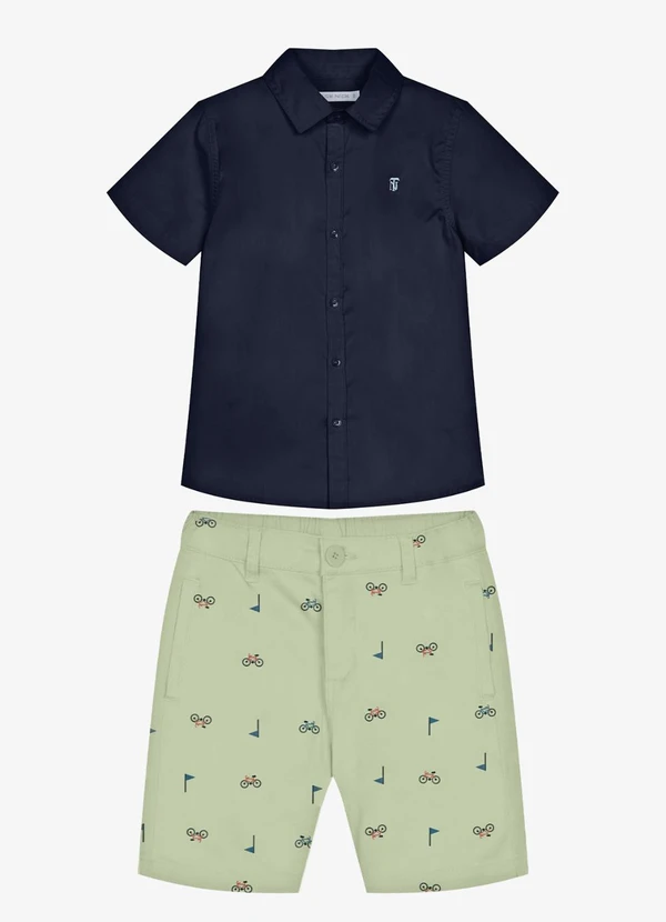 Trick Nick - Conjunto Infantil Camisa com Bermuda Azul