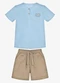Trick Nick - Conjunto Infantil Camisa com Bermuda Bege - variação: Azul