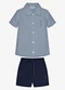 Trick Nick - Conjunto Infantil Camisa com Bermuda Bege - variação: Azul
