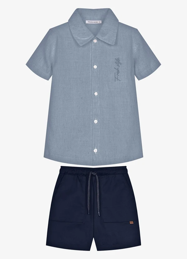 Trick Nick - Conjunto Infantil Camisa com Bermuda Azul