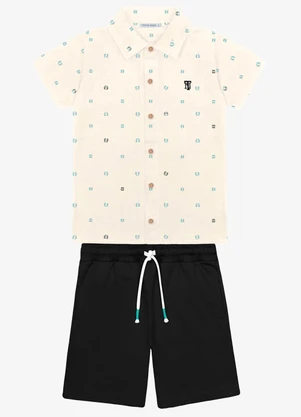 Trick Nick - Conjunto Infantil Camisa com Bermuda Bege - TRICK NICK