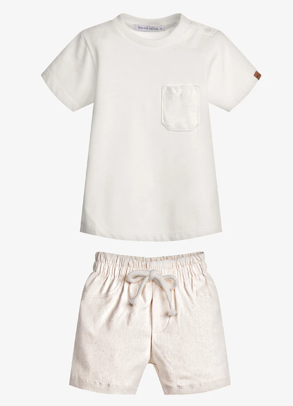 Trick Nick - Conjunto Infantil Camisa com Bermuda Bege