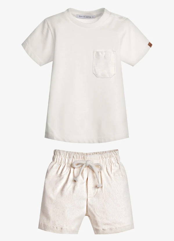 Trick Nick - Conjunto Infantil Camisa com Bermuda Bege