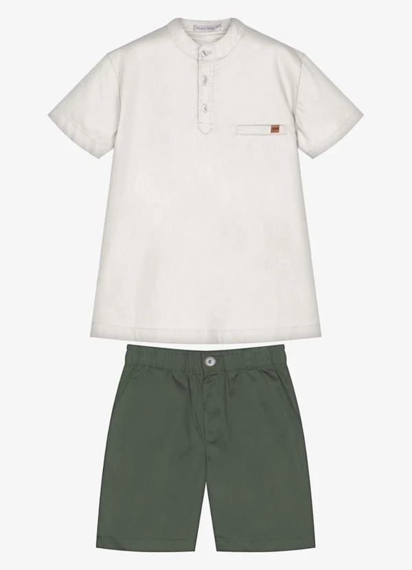Trick Nick - Conjunto Infantil Camisa com Bermuda Bege