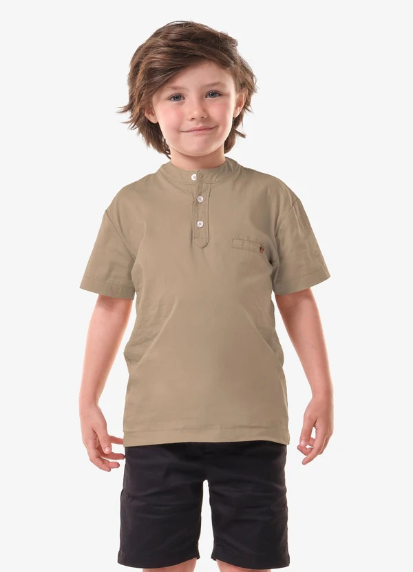 Trick Nick - Conjunto Infantil Camisa com Bermuda Bege