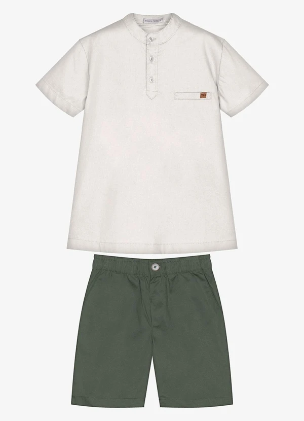 Trick Nick - Conjunto Infantil Camisa com Bermuda Bege