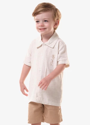 Trick Nick - Conjunto Infantil Camisa com Bermuda Bege - TRICK NICK