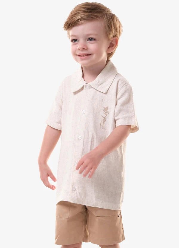 Trick Nick - Conjunto Infantil Camisa com Bermuda Bege