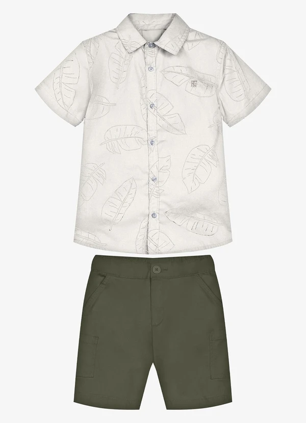 Trick Nick - Conjunto Infantil Camisa com Bermuda Bege