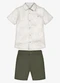 Trick Nick - Conjunto Infantil Camisa com Bermuda Azul - variação: Bege
