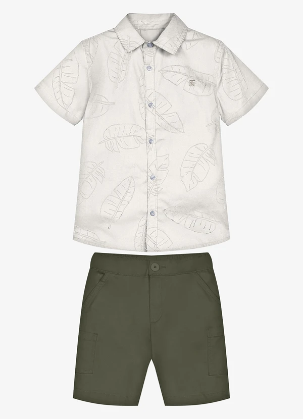 Trick Nick - Conjunto Infantil Camisa com Bermuda Bege