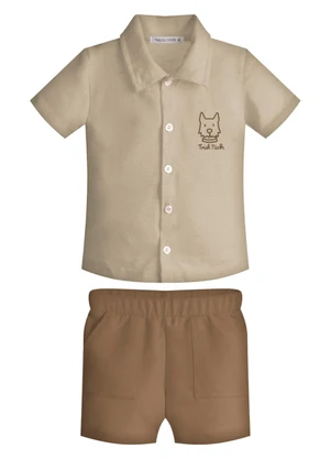 Trick Nick - Conjunto Infantil Camisa com Bermuda Marrom - TRICK NICK