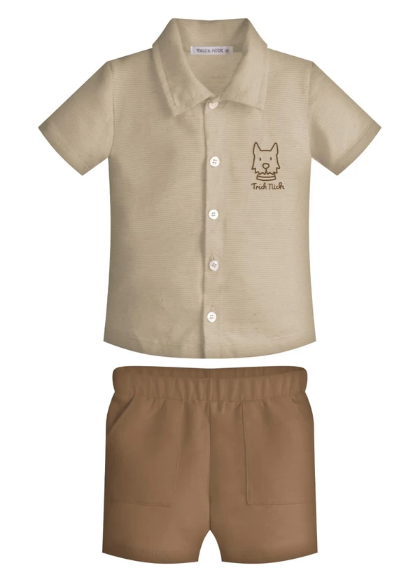 Trick Nick - Conjunto Infantil Camisa com Bermuda Marrom