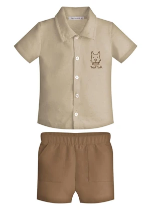 Trick Nick - Conjunto Infantil Camisa com Bermuda Marrom - TRICK NICK