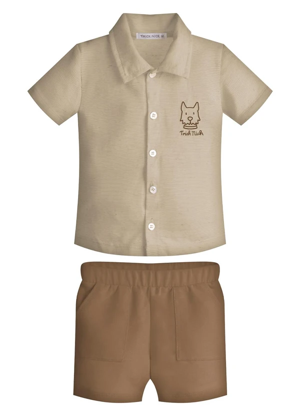 Trick Nick - Conjunto Infantil Camisa com Bermuda Marrom