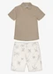 Trick Nick - Conjunto Infantil Camisa com Bermuda Bege - variação: Marrom