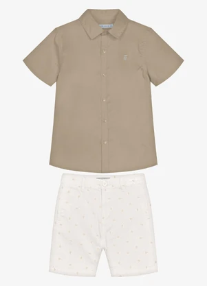 Trick Nick - Conjunto Infantil Camisa com Bermuda Marrom - TRICK NICK